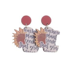 Teacher Sunflower Earrings – “Teachers Plant Seeds That Grow” BIN Z